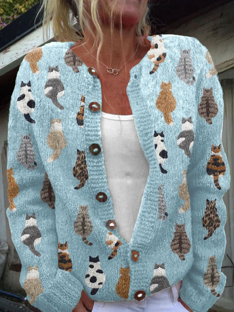 Moxley | Cardigan en maille à motif félin