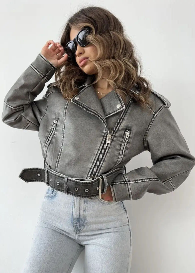 Ambrésia | Veste en simili cuir lavé pour femmes