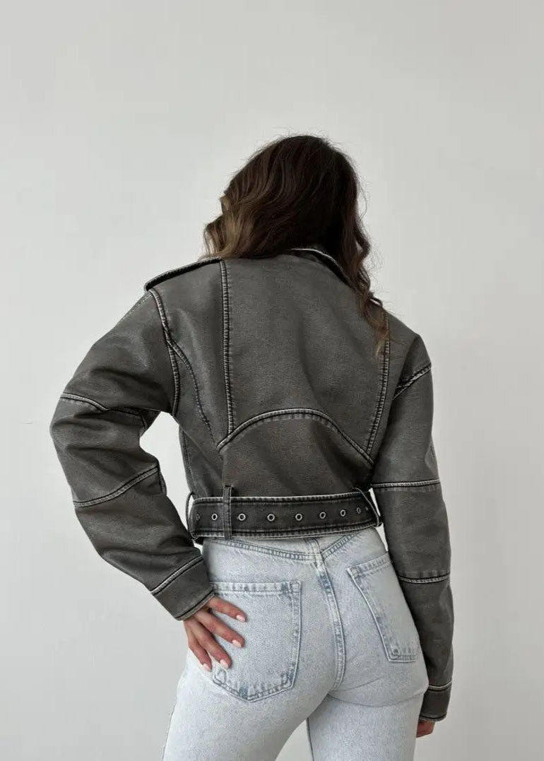 Ambrésia | Veste en simili cuir lavé pour femmes