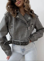 Ambrésia | Veste en simili cuir lavé pour femmes