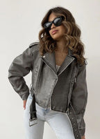 Ambrésia | Veste en simili cuir lavé pour femmes