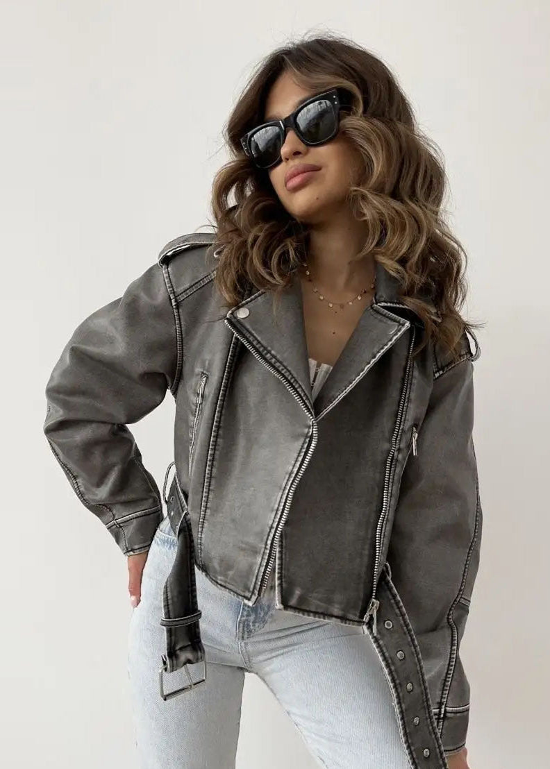 Ambrésia | Veste en simili cuir lavé pour femmes