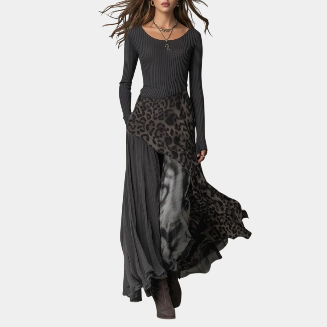 NKEM | Robe longue imprimée léopard