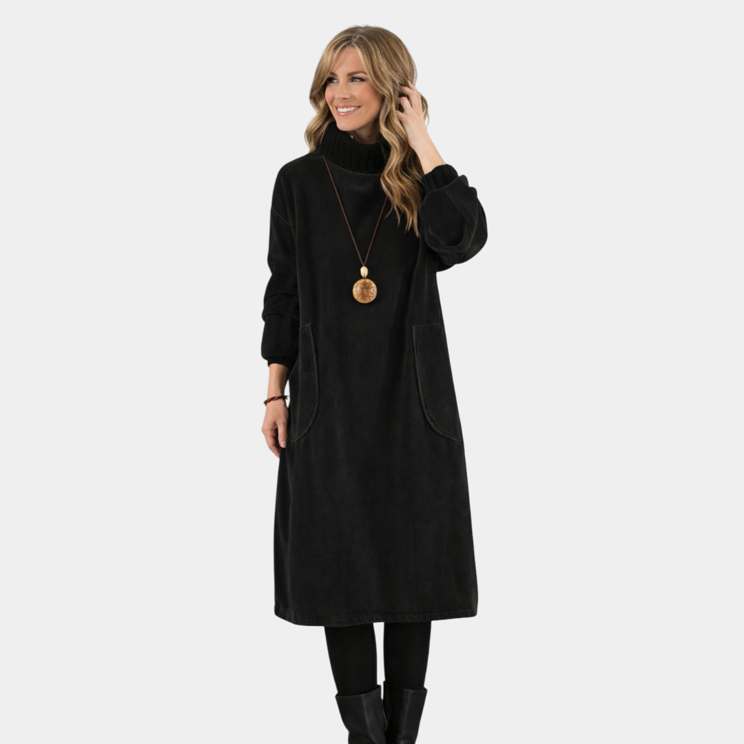 Sofia | Robe midi en tricot élégante avec col roulé