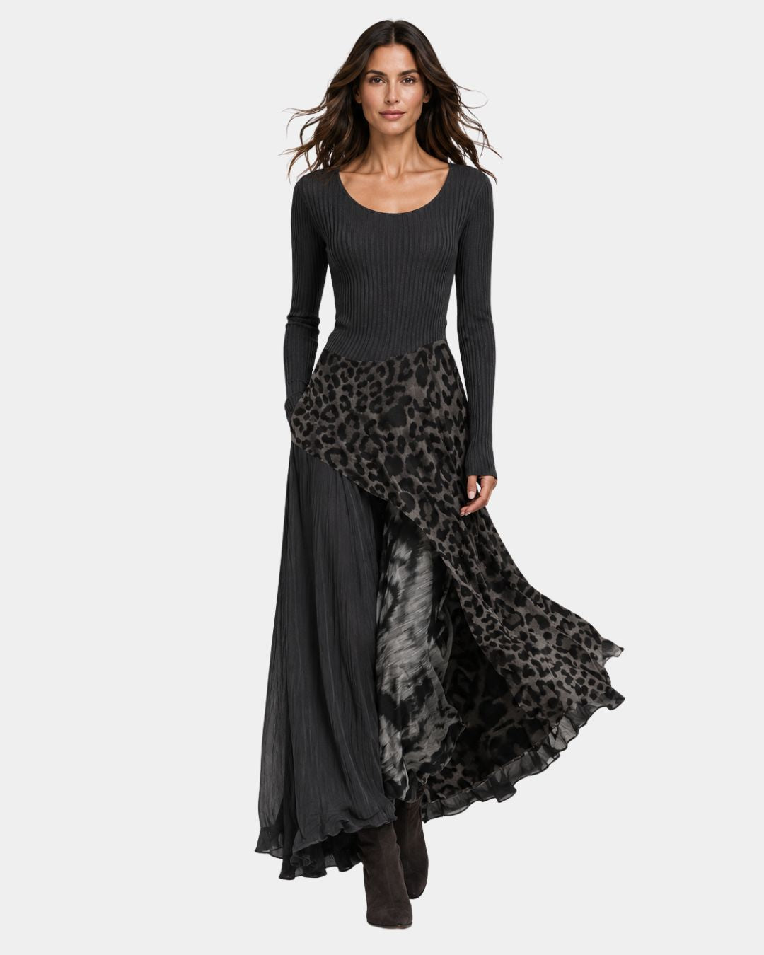 NKEM | Robe longue imprimée léopard