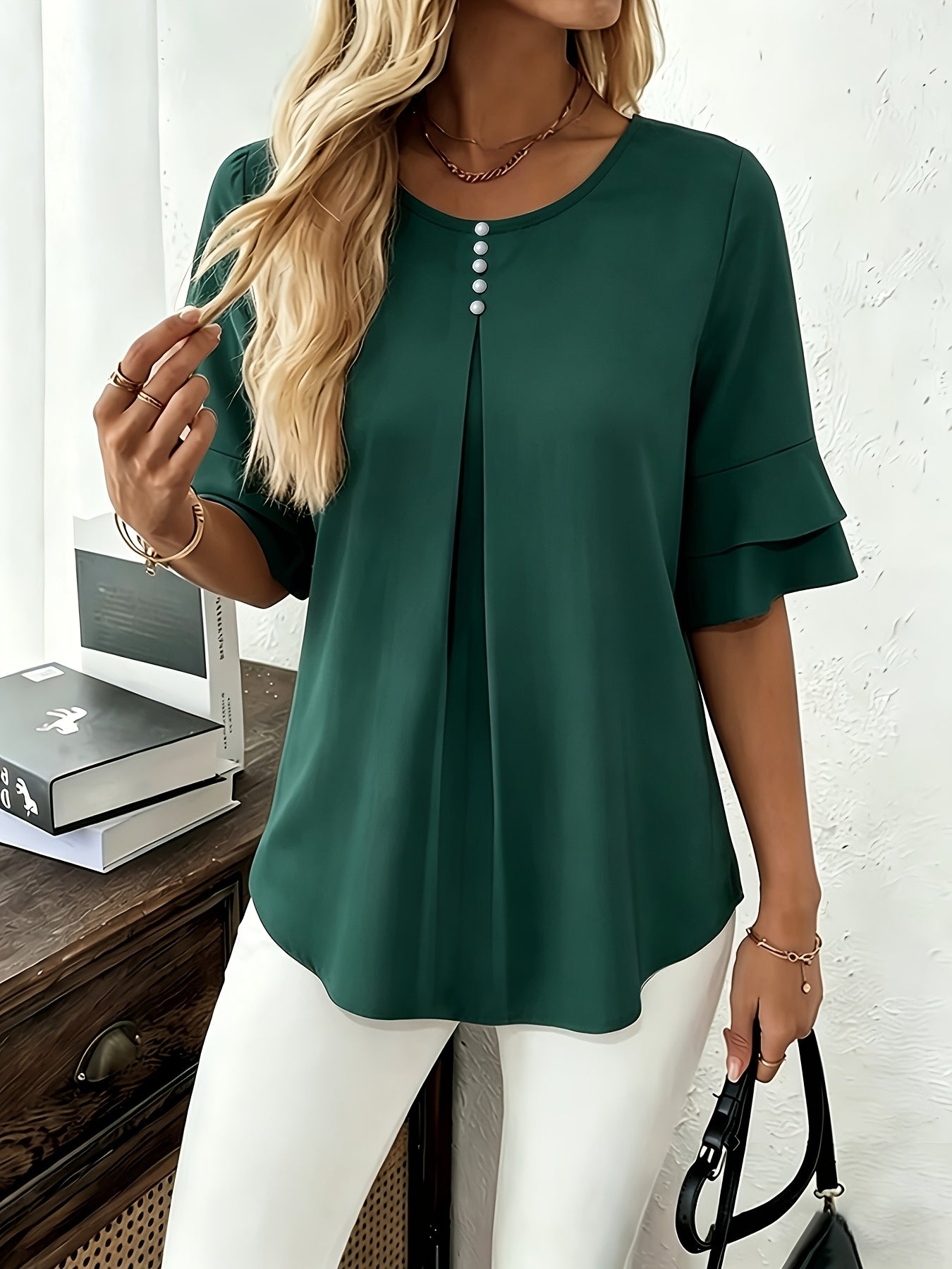 Hadelinde | Blouse élégante à boutons