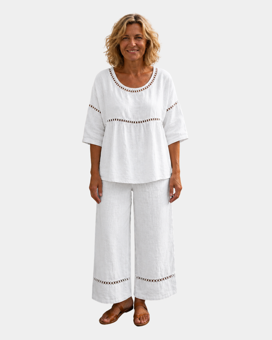 Bonne | Ensemble frais avec blouse et pantalon assortis
