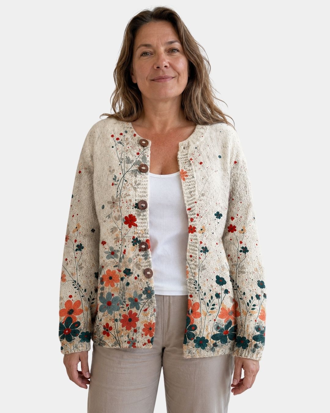 Sabrina | Cardigan en maille floral vintage