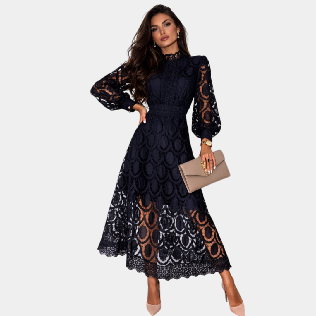 Yvette | Robe Midi en Dentelle Délicate