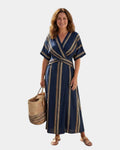Orlane | Robe midi croisée à rayures
