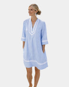 Eunice | Robe à manches courtes rayée avec décolleté en V