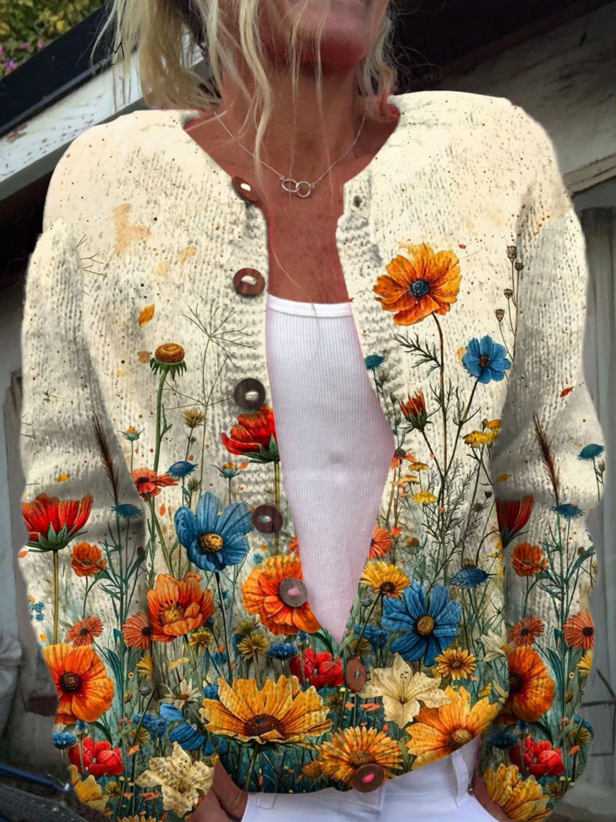 Tansy™ | Cardigan en maille à imprimé floral vintage