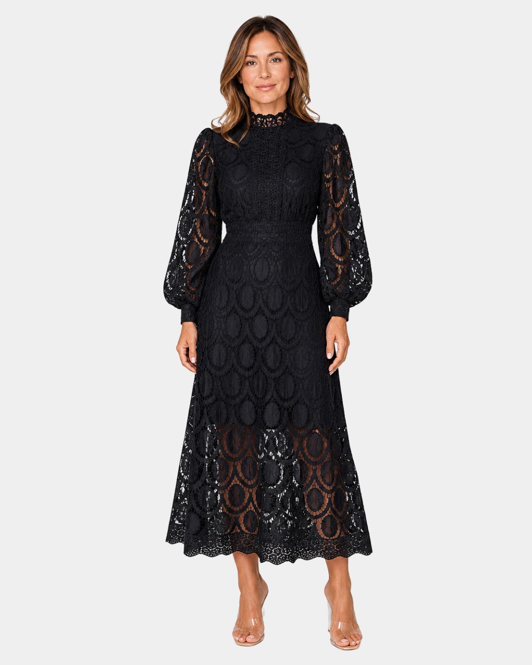 Yvette | Robe Midi en Dentelle Délicate