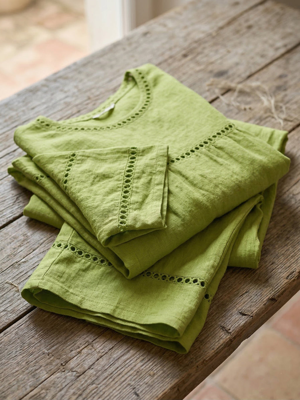 Ensemble de Deux Pièces en Lin Vintage Décontracté pour Femme