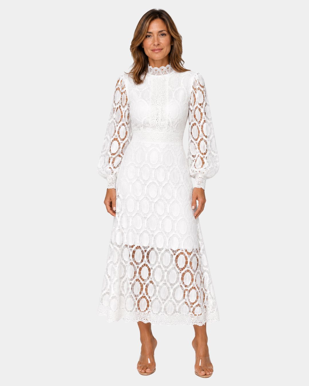 Yvette | Robe Midi en Dentelle Délicate