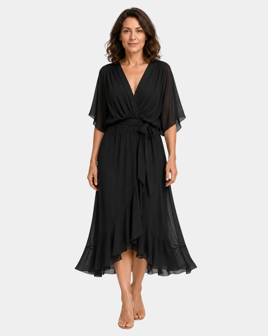 Carmen | Robe en chiffon avec décolleté en V