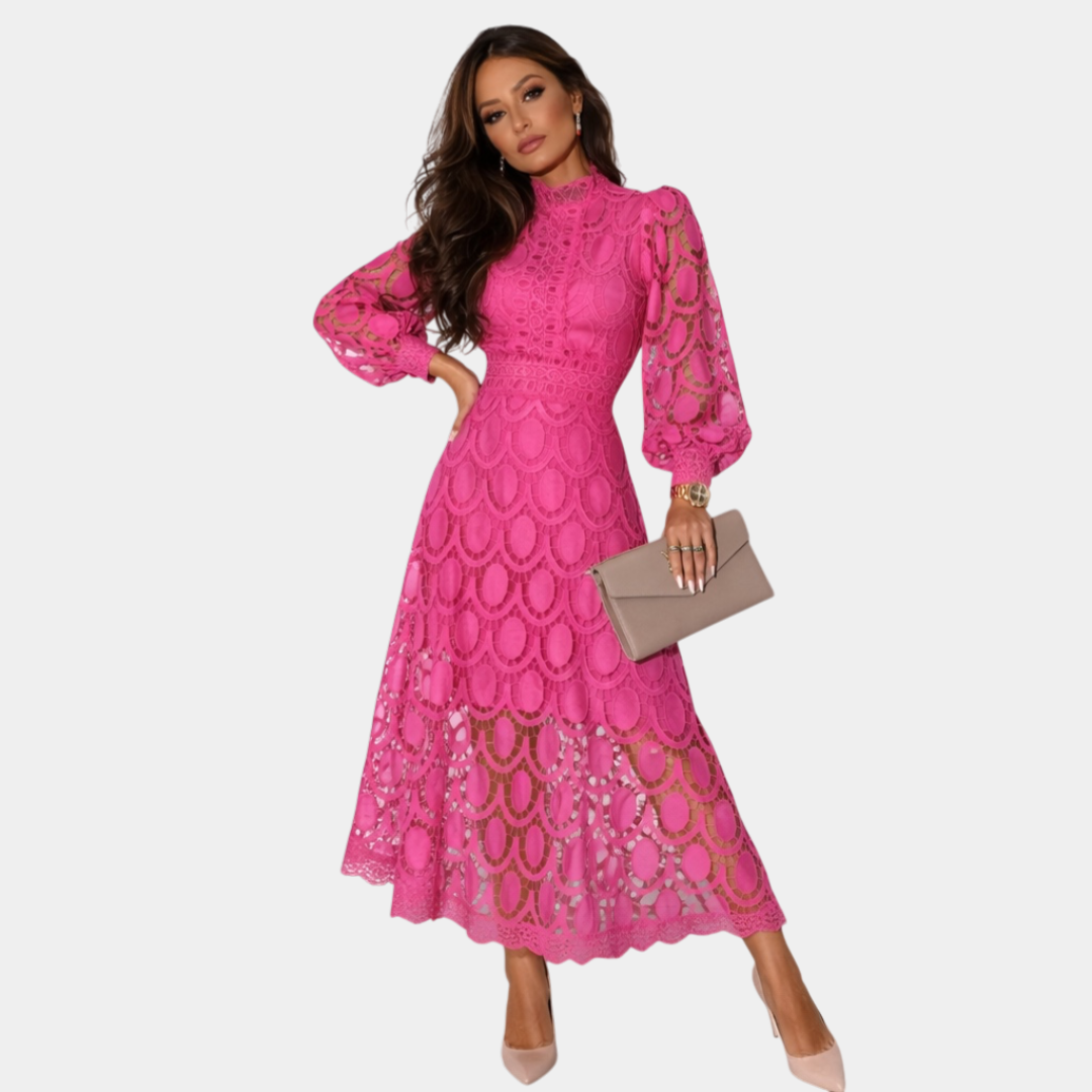 Yvette | Robe Midi en Dentelle Délicate