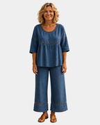 Bonne | Ensemble frais avec blouse et pantalon assortis