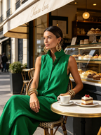 Clara - Combinaison femme minimaliste à coupe ample en mélange de lin