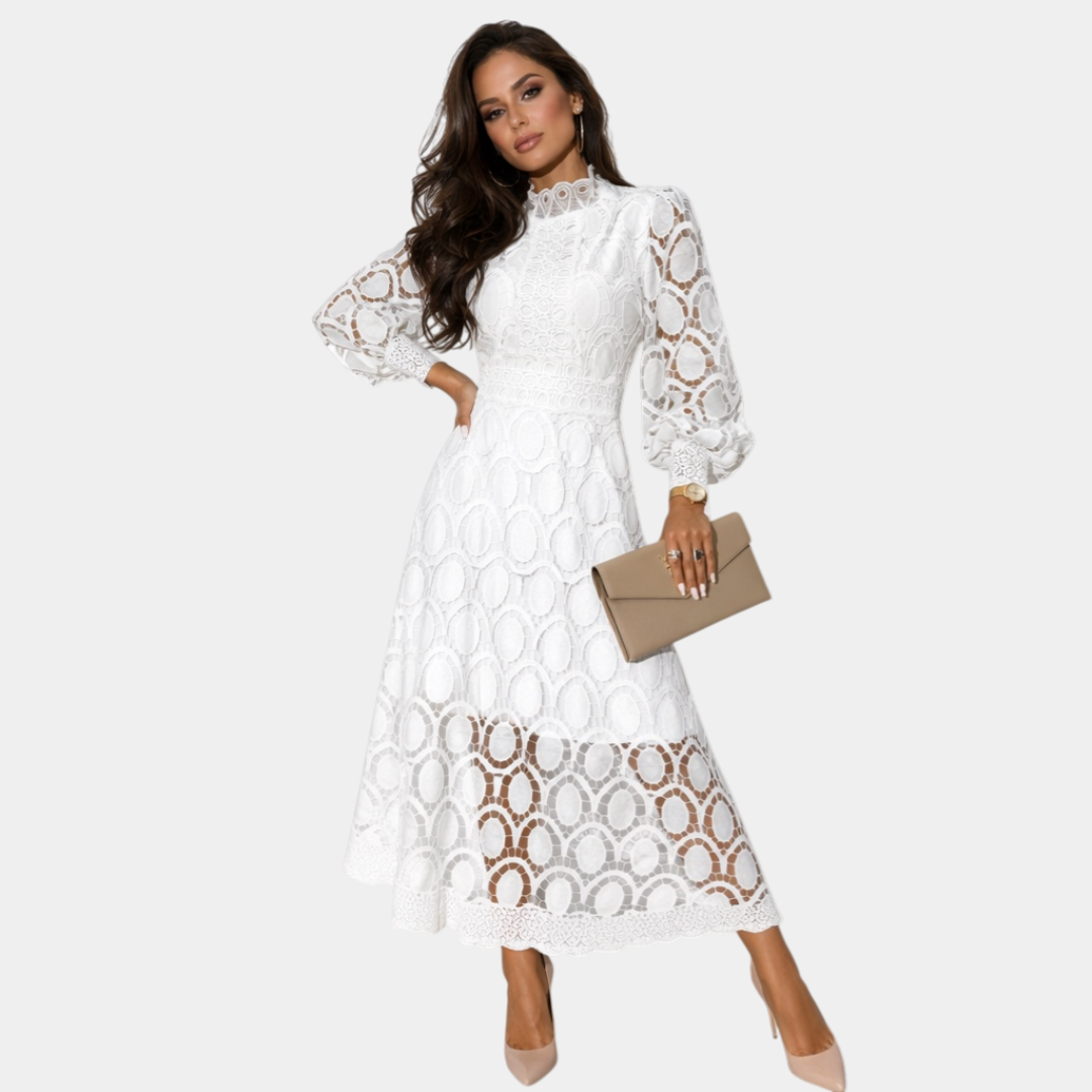 Yvette | Robe Midi en Dentelle Délicate