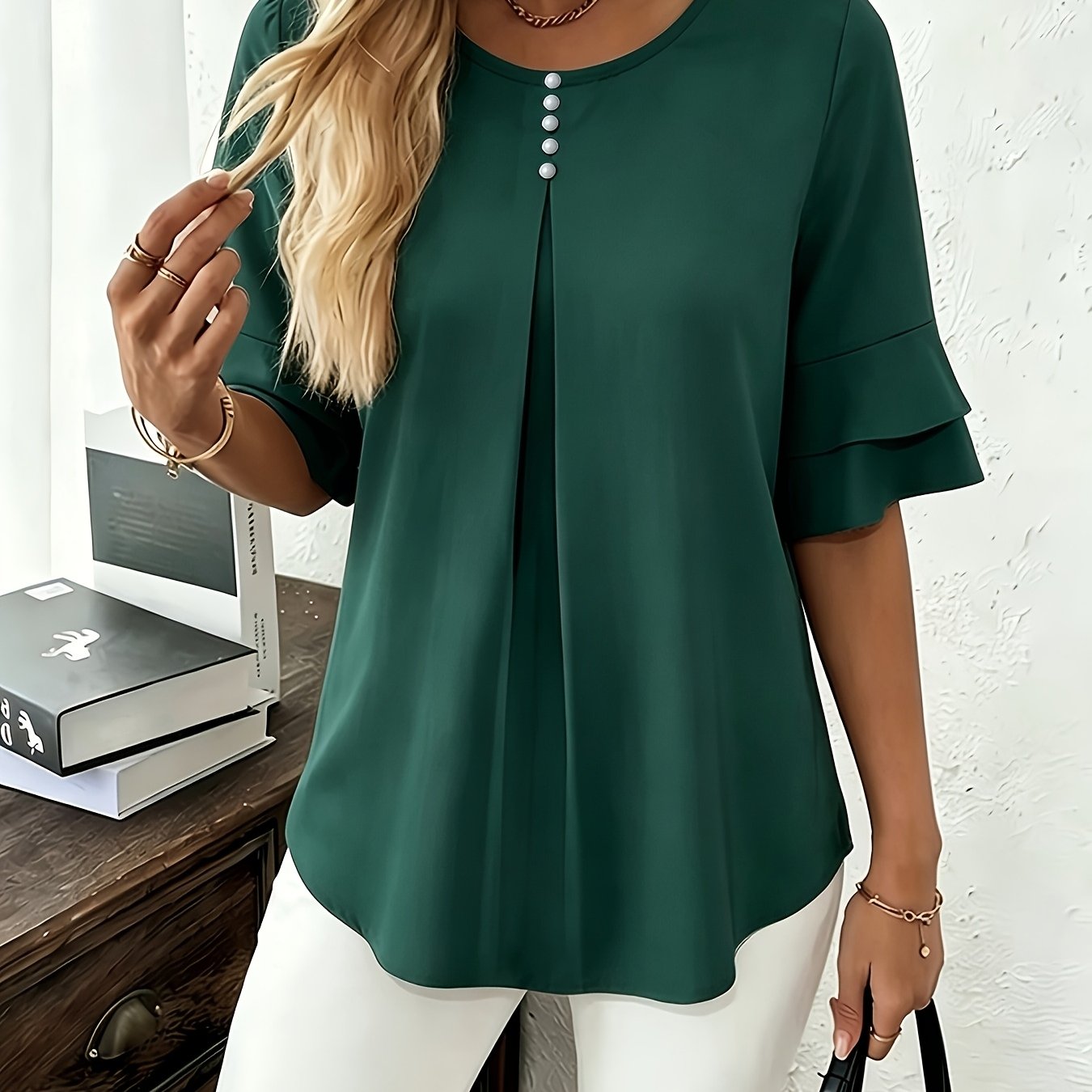 Hadelinde | Blouse élégante à boutons