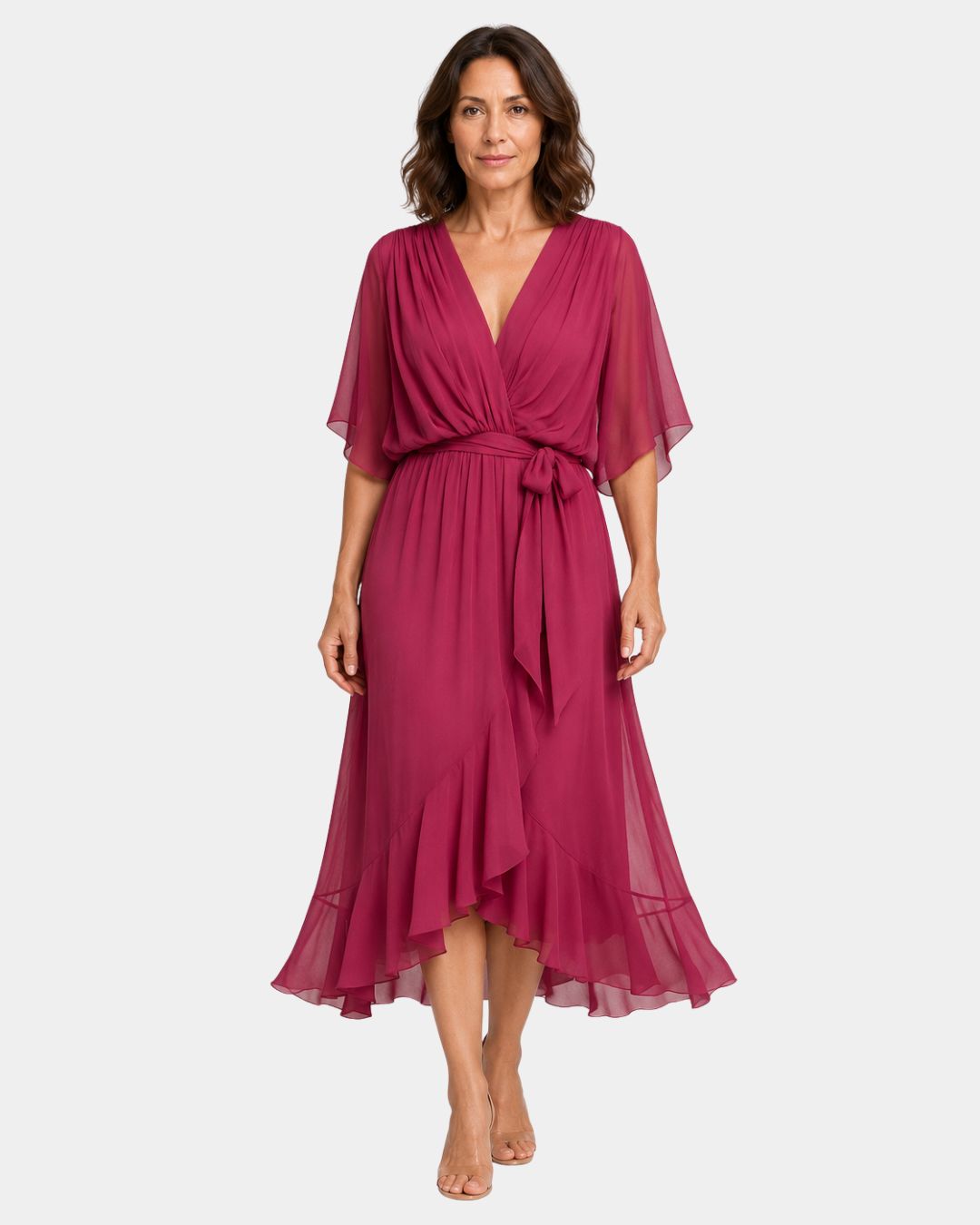 Carmen | Robe en chiffon avec décolleté en V