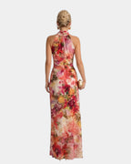Cyanelle | Robe maxi fleurie à col halter