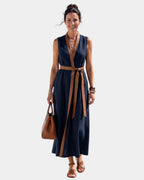 Osanne | Robe midi avec détail contrasté