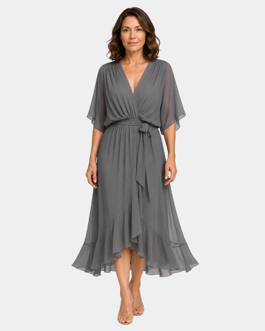 Carmen | Robe en chiffon avec décolleté en V