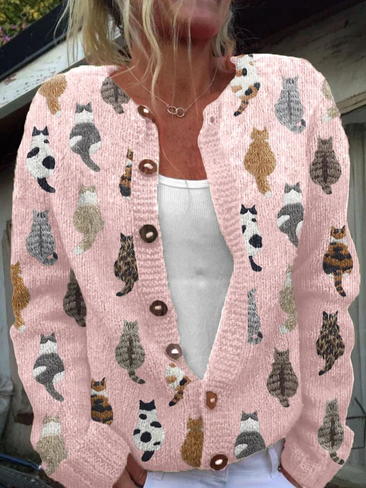 Moxley | Cardigan en maille à motif félin