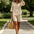Byllila - Ensemble de Deux Pièces en Coton avec Manches Volantes