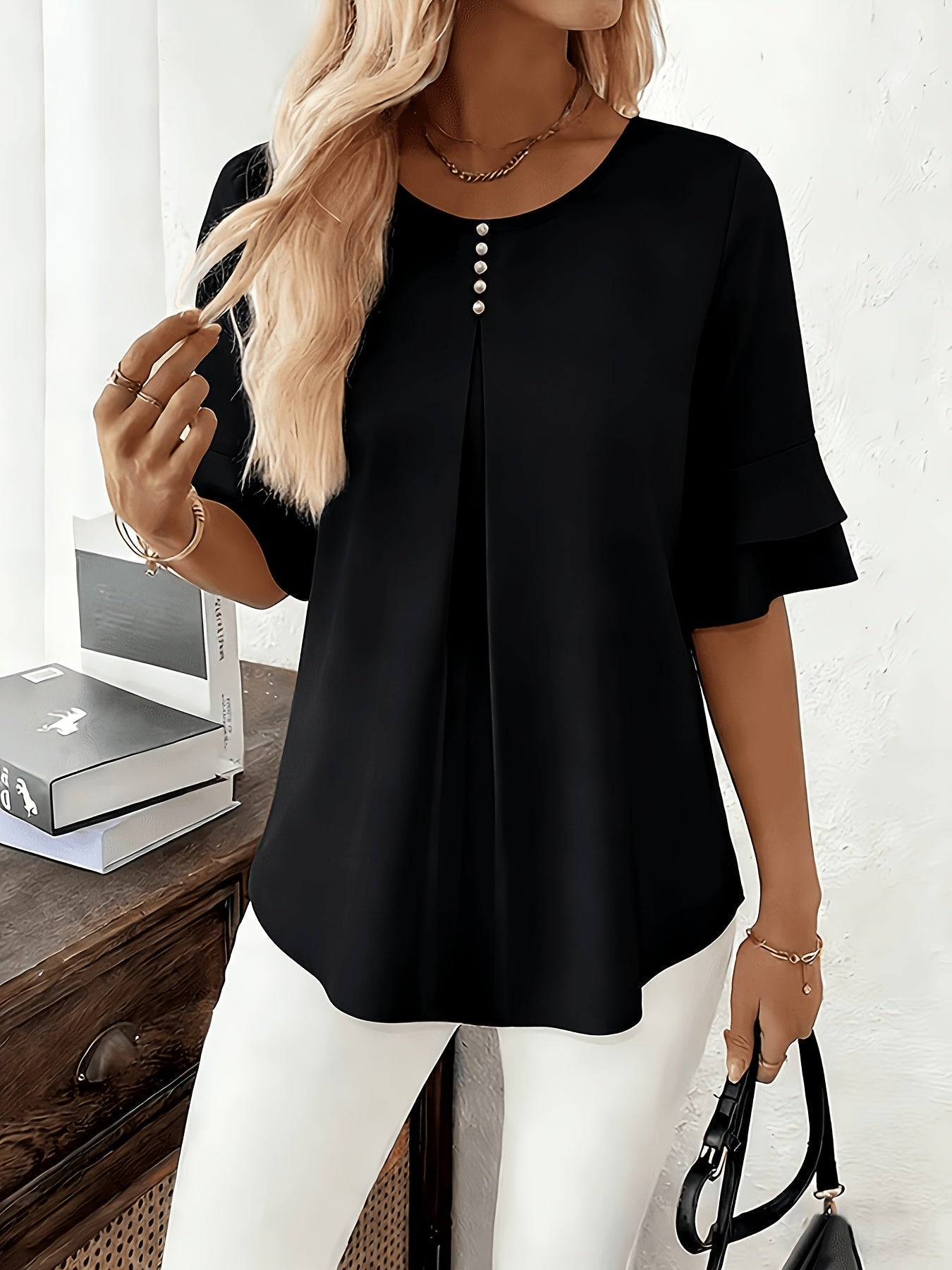 Hadelinde | Blouse élégante à boutons