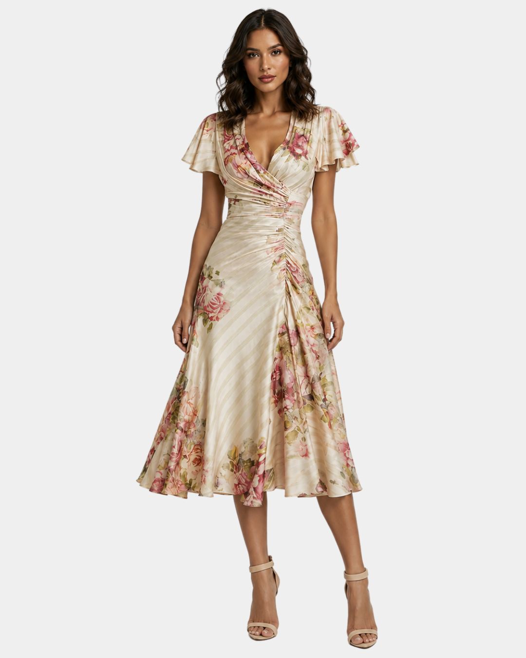 Bibiane | Robe midi à fleurs