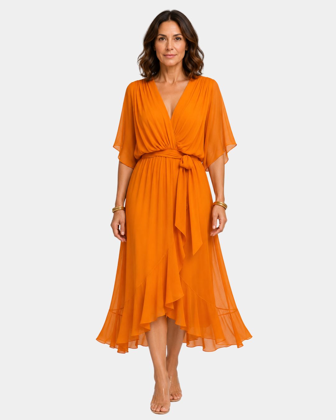 Carmen | Robe en chiffon avec décolleté en V