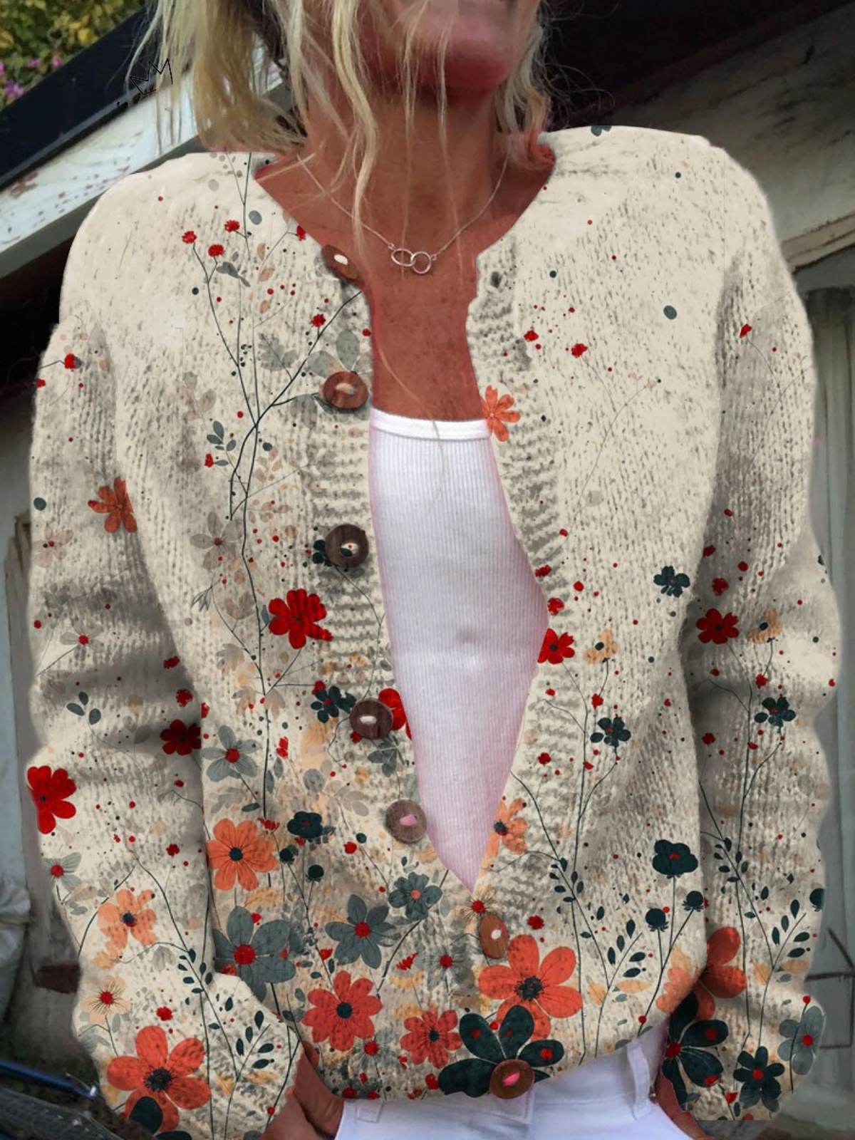 Sabrina™ | Cardigan en maille floral vintage