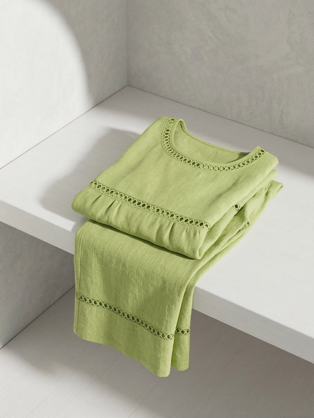 Ensemble de Deux Pièces en Lin Vintage Décontracté pour Femme