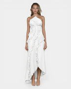 Féodora I Robe Maxi Asymétrique Lavande à Volants