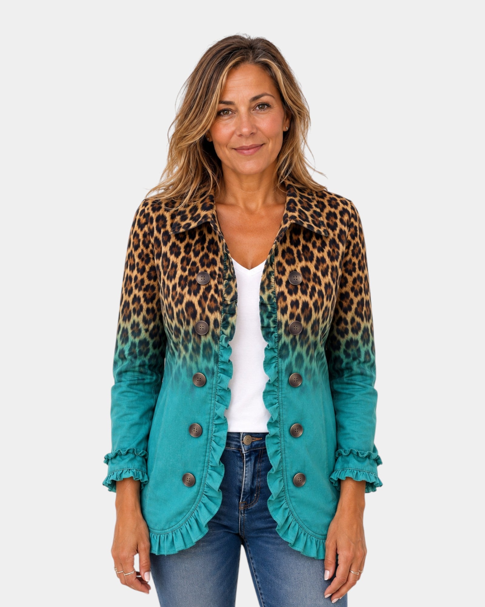 Mercedes | Veste Blazer Léopard Dégradé avec Volants