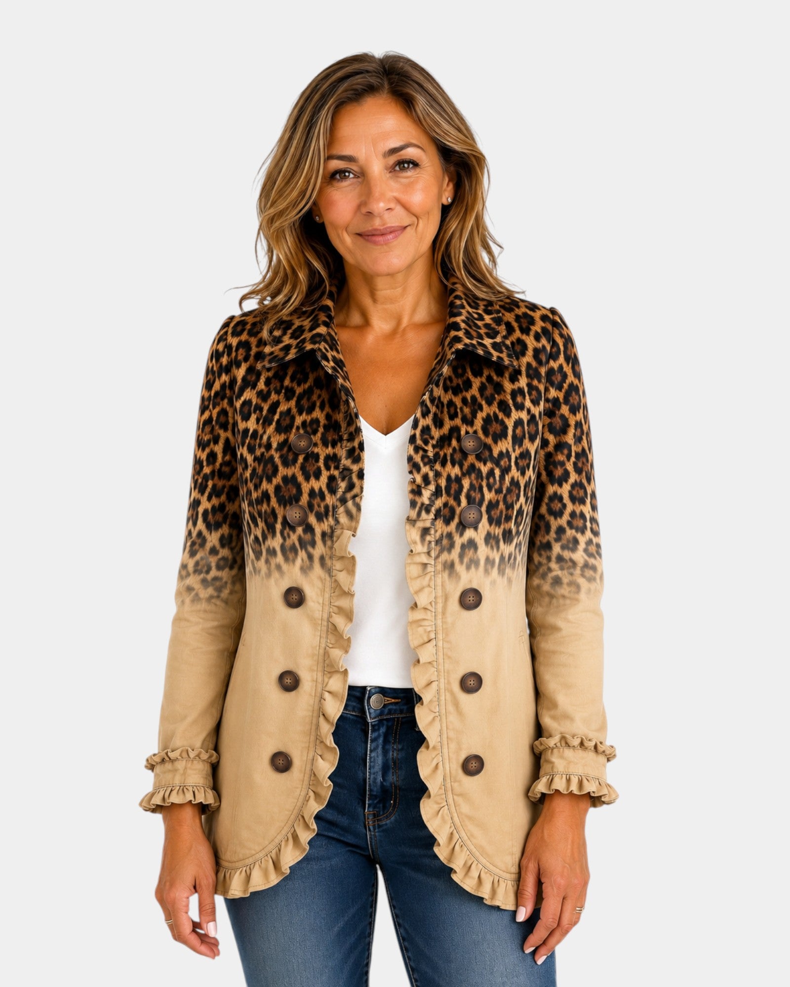 Mercedes | Veste Blazer Léopard Dégradé avec Volants