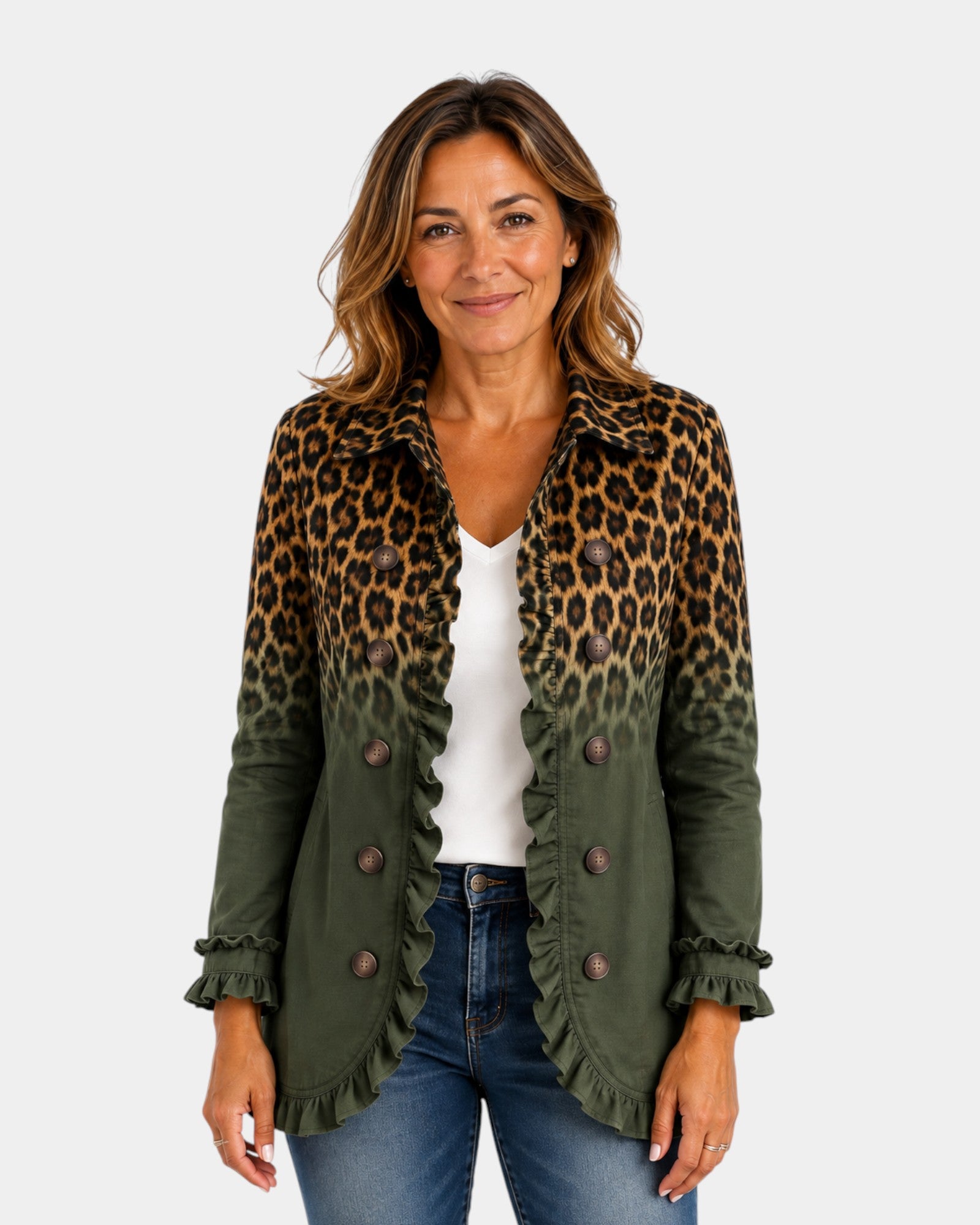 Mercedes | Veste Blazer Léopard Dégradé avec Volants