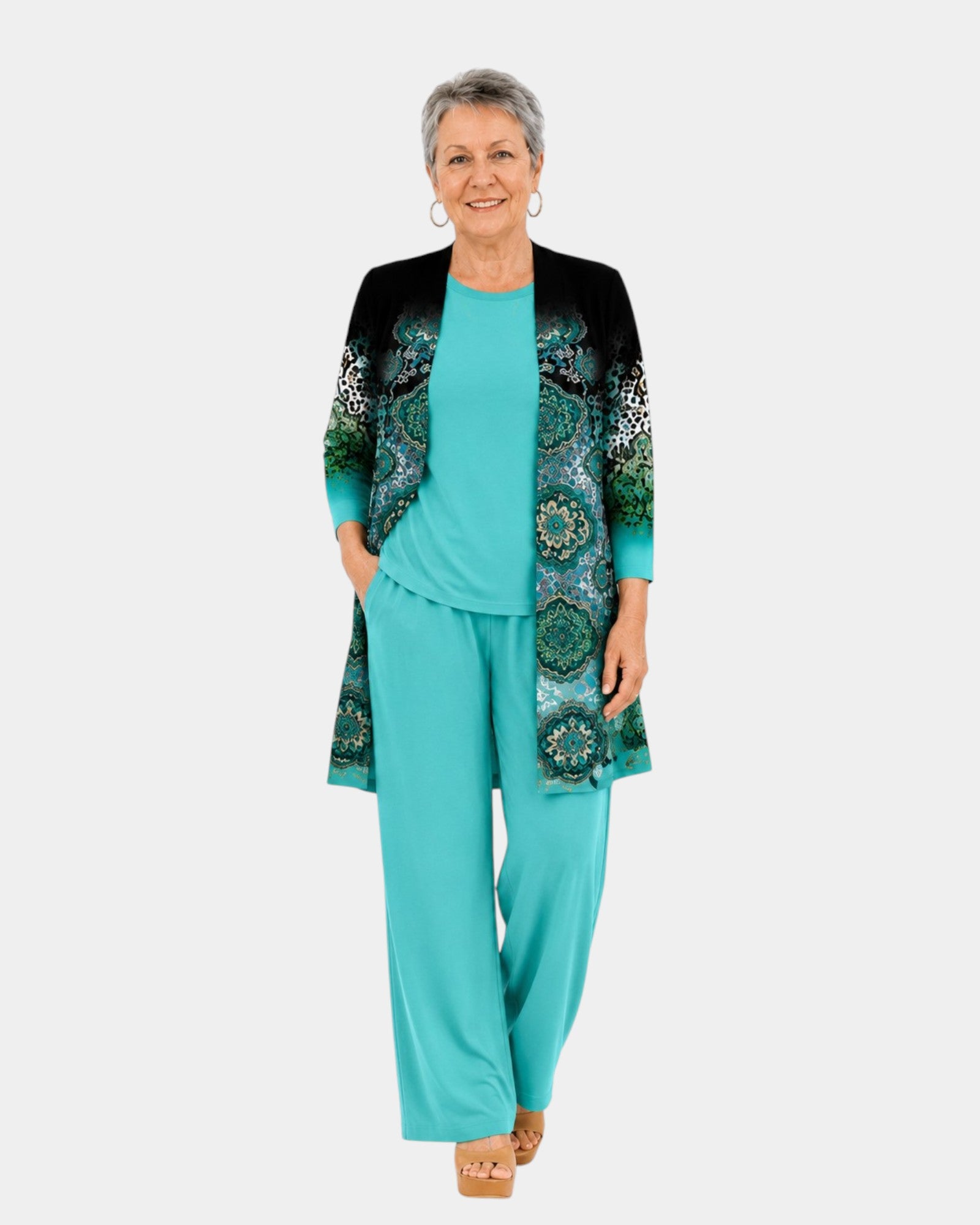 Lorna | Ensemble de trois pièces en paisley turquoise