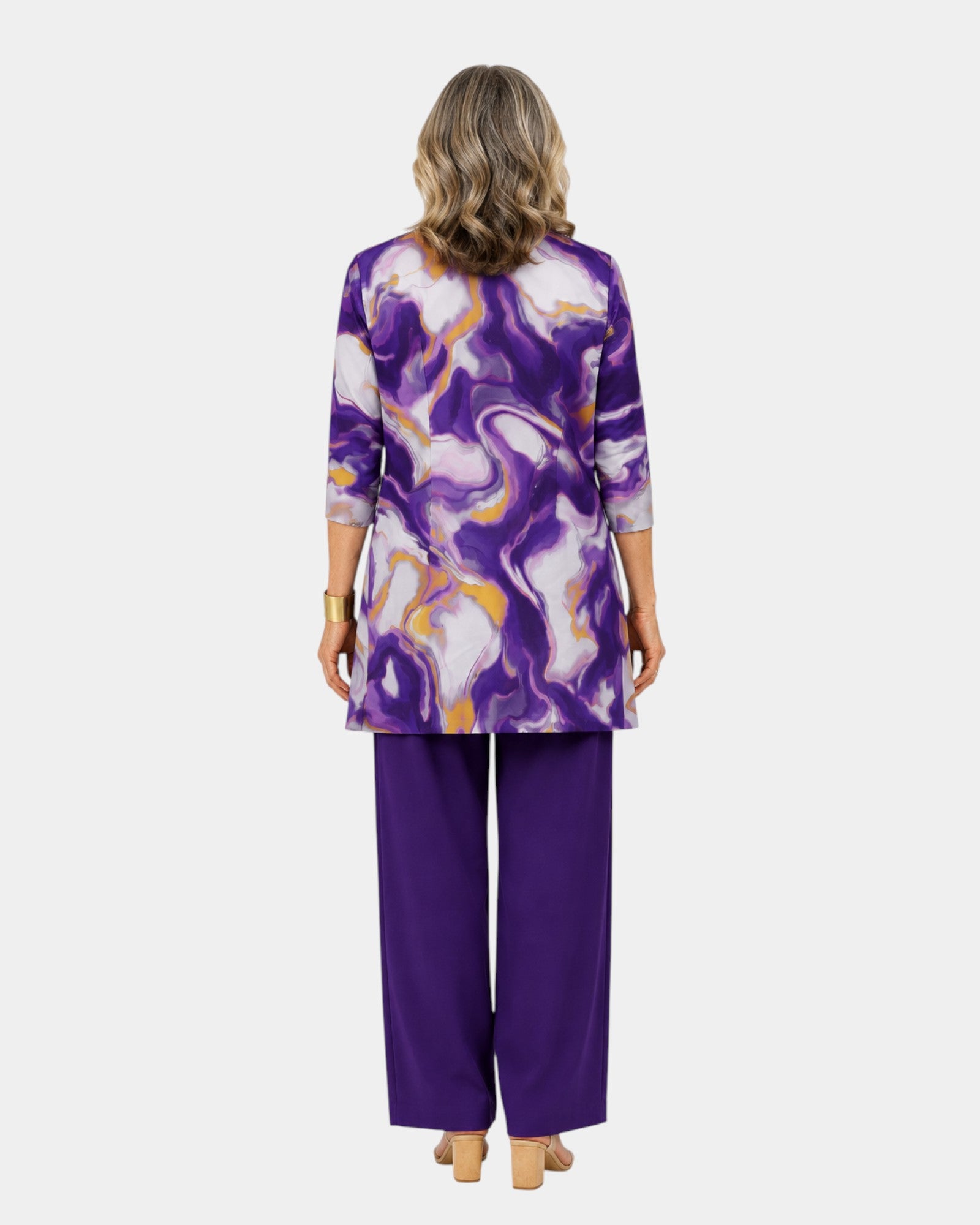 Olive | Ensemble de trois pièces à imprimé tourbillon violet