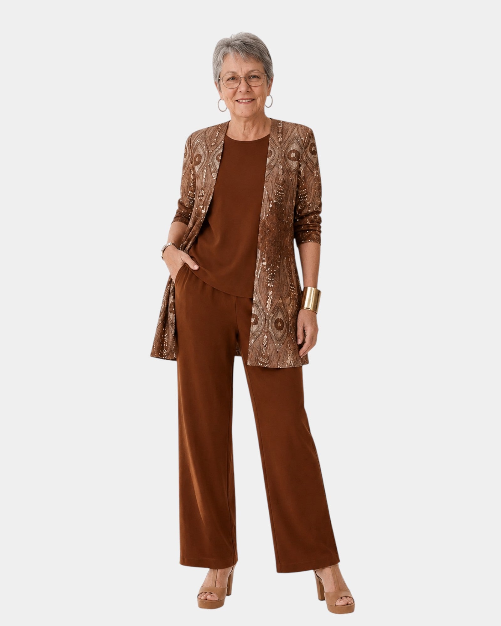 Clara | Ensemble Trois Pièces Marron Chaud