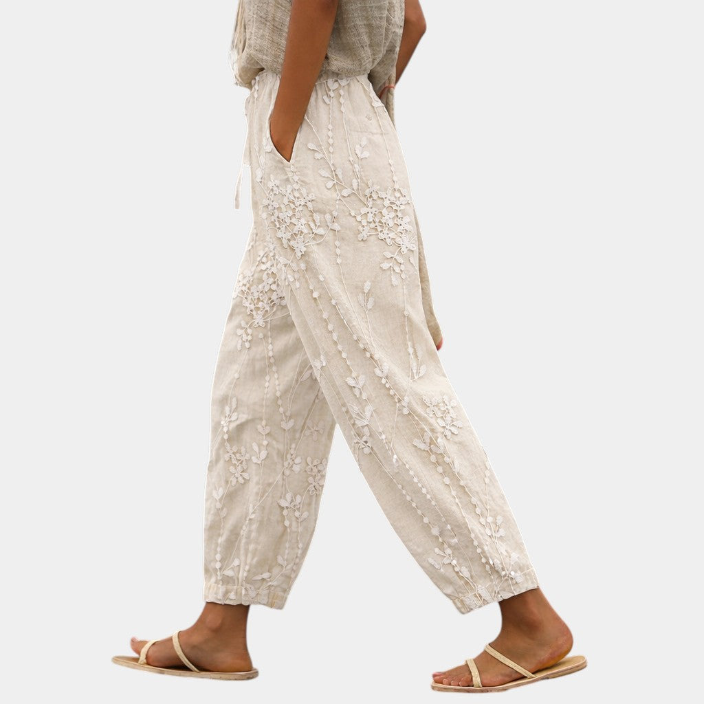 Eleanor | Pantalons Imprimés avec Design de Vignes