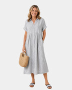 Odelette | Robe chemise midi rayée à boutons