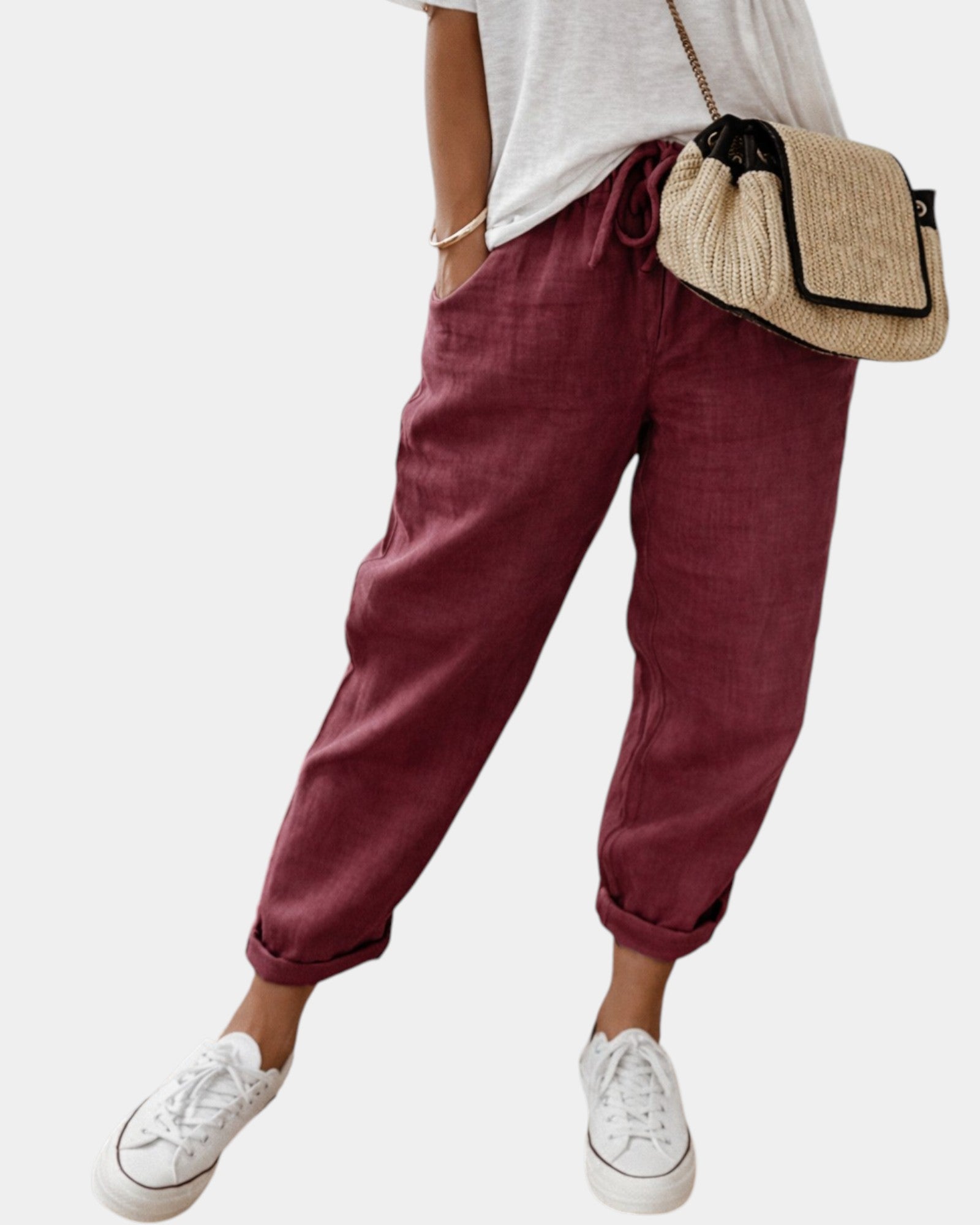 Sofie – Pantalon Respirant, Décontracté et Élégant (Rouge)