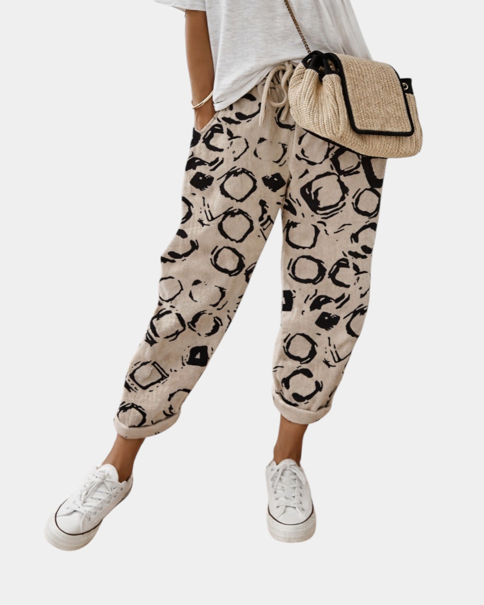 Sofie – Pantalon Respirant, Décontracté et Élégant (Motif Noir)