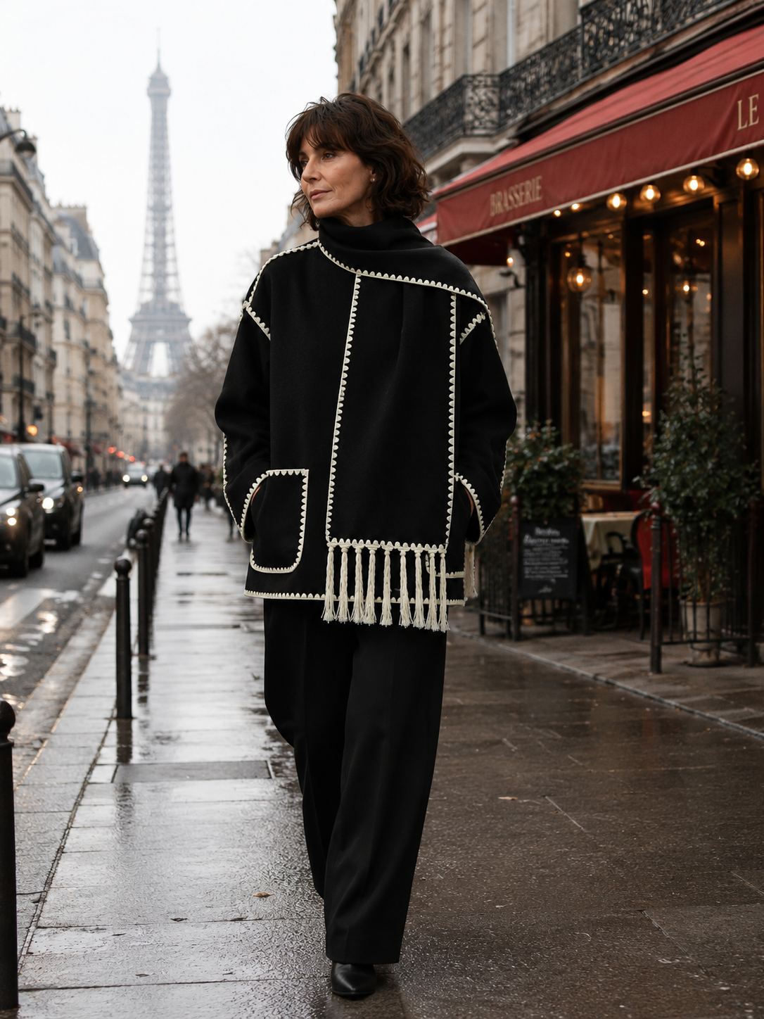 Livéanne | Veste cintrée avec écharpe assortie