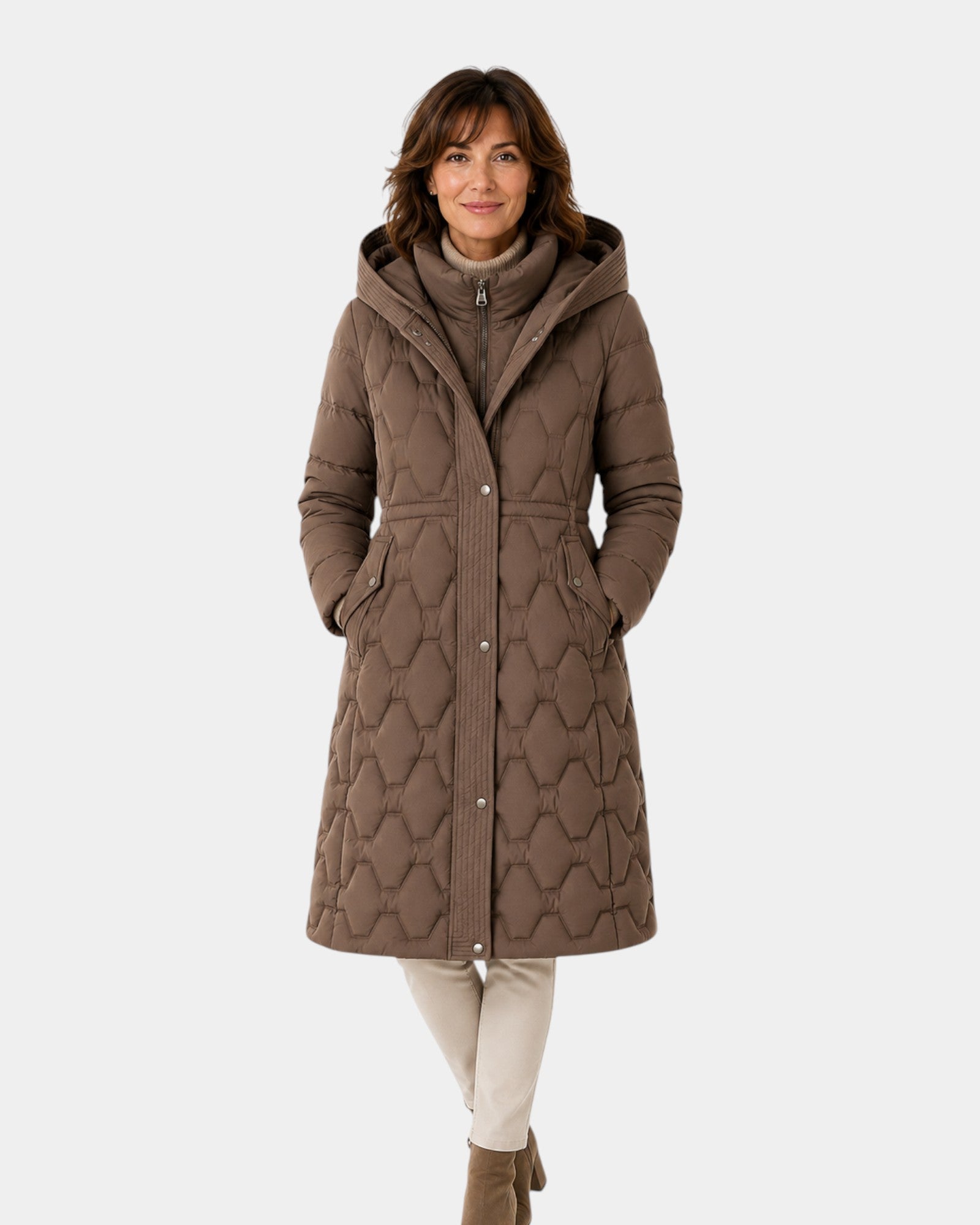 Briseida | Long manteau en duvet avec capuche