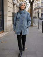 Lucie | Veste vintage délavée à col montant